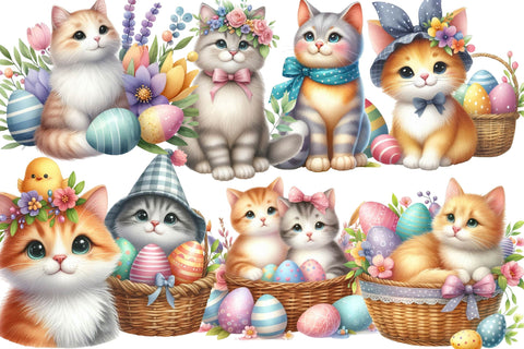 Watercolor Easter Cat Clipart Sublimation Rupkotha 
