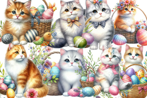 Watercolor Easter Cat Clipart Sublimation Rupkotha 