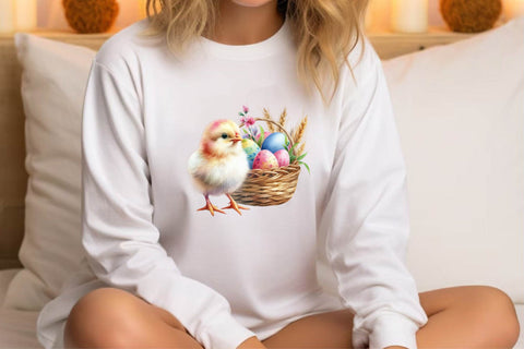 Watercolor Easter chicken Clipart Sublimation Rupkotha 