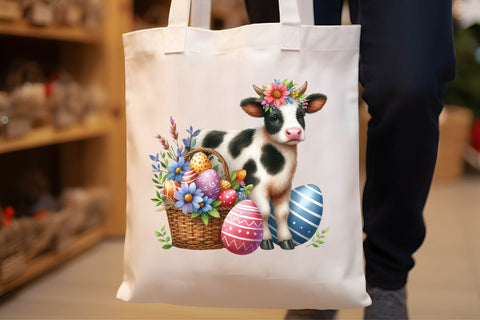 Watercolor Easter Cow Clipart Sublimation Rupkotha 