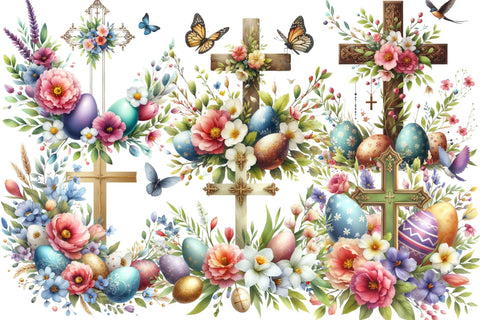 Watercolor Easter Cross Clipart Sublimation Rupkotha 