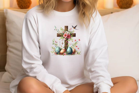 Watercolor Easter Cross Clipart Sublimation Rupkotha 