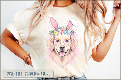 Watercolor Easter Dog Bow Coquette PNG Sublimation Shetara Begum 