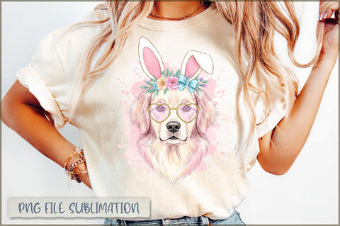Watercolor Easter Dog Bow Coquette PNG Sublimation Shetara Begum 