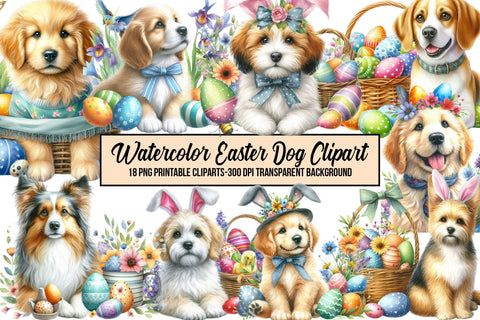 Watercolor Easter Dog Clipart Sublimation Rupkotha 
