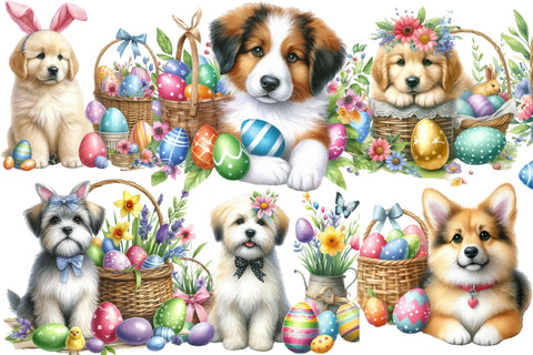 Watercolor Easter Dog Clipart Sublimation Rupkotha 
