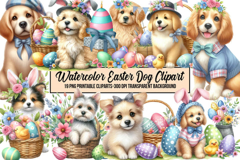 Watercolor Easter Dog Clipart Sublimation Rupkotha 