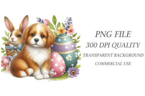 Watercolor Easter Dog Clipart Sublimation Rupkotha 