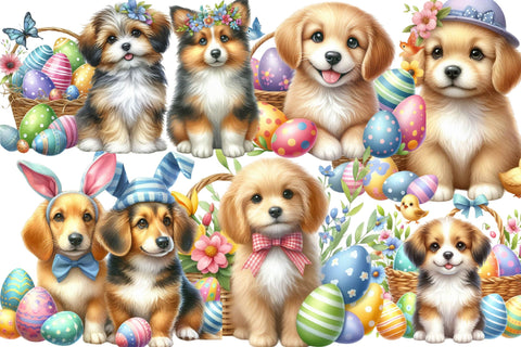 Watercolor Easter Dog Clipart Sublimation Rupkotha 