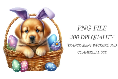 Watercolor Easter Dog Clipart Sublimation Rupkotha 
