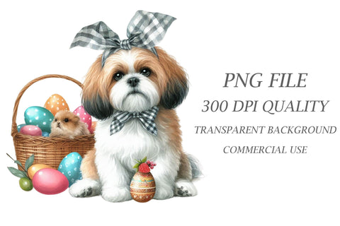 Watercolor Easter Dog Clipart Sublimation Rupkotha 