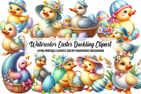 Watercolor Easter Duckling Clipart Sublimation Rupkotha 