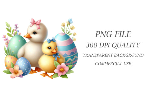 Watercolor Easter Duckling Clipart Sublimation Rupkotha 