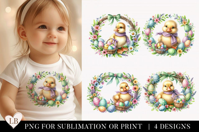 Watercolor Easter Duckling Sublimation Bundle Sublimation BijouBay 