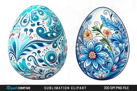 Watercolor Easter Eggs Clipart Bundle Sublimation Regulrcrative 