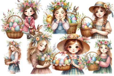 Watercolor Easter Girl Clipart Sublimation Rupkotha 