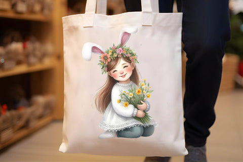 Watercolor Easter Girl Clipart Sublimation Rupkotha 