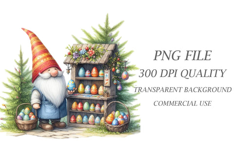 Watercolor Easter Gnome Clipart Sublimation Rupkotha 