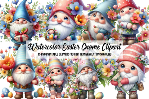 Watercolor Easter Gnome Clipart Sublimation Rupkotha 