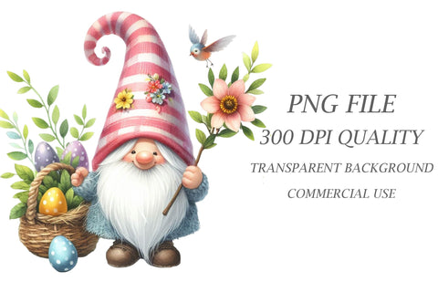 Watercolor Easter Gnome Clipart Sublimation Rupkotha 
