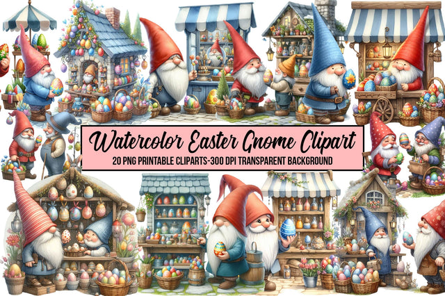Watercolor Easter Gnome Clipart Sublimation Rupkotha 