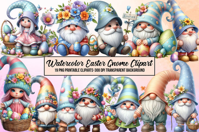 Watercolor Easter Gnome Clipart Sublimation Rupkotha 