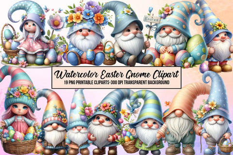 Watercolor Easter Gnome Clipart Sublimation Rupkotha 