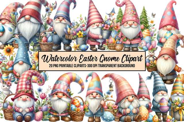 Watercolor Easter Gnome Clipart Sublimation Rupkotha 