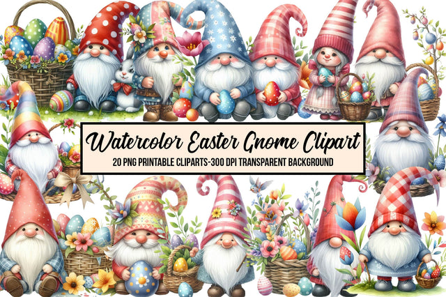 Watercolor Easter Gnome Clipart Sublimation Rupkotha 