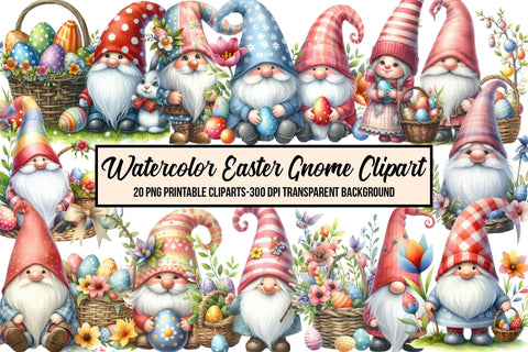 Watercolor Easter Gnome Clipart Sublimation Rupkotha 