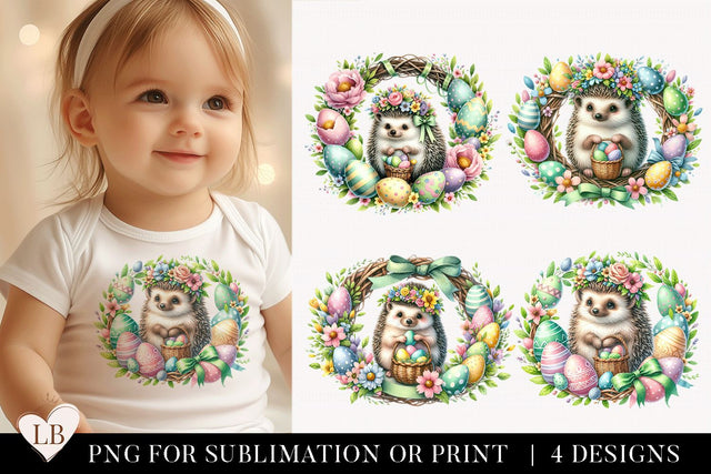 Watercolor Easter Hedgehog Sublimation Bundle Sublimation BijouBay 