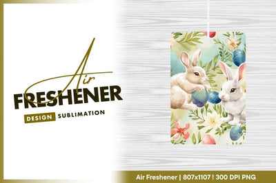 Watercolor Easter Illustration of Bunnies Eggs and Flowers Sublimation Regulrcrative 