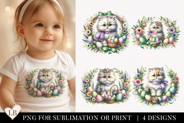 Watercolor Easter Kitten Sublimation Bundle Sublimation BijouBay 