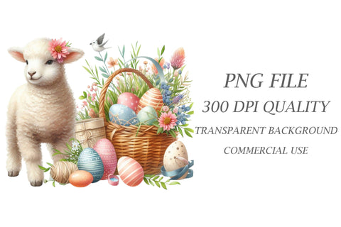 Watercolor Easter Lamb Clipart Sublimation Rupkotha 
