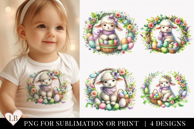 Watercolor Easter Lamb Sublimation Bundle Sublimation BijouBay 