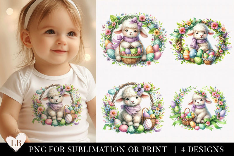 Watercolor Easter Lamb Sublimation Bundle Sublimation BijouBay 