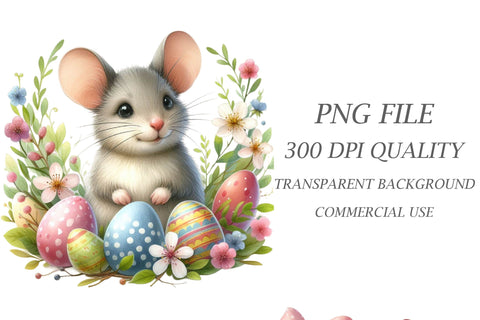 Watercolor Easter Mouse Clipart Sublimation Rupkotha 