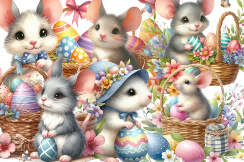 Watercolor Easter Mouse Clipart Sublimation Rupkotha 