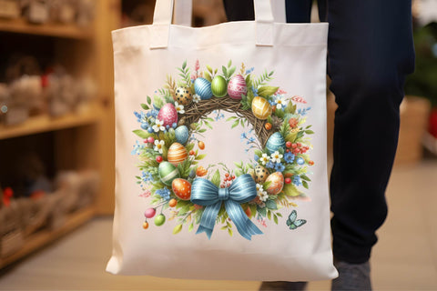 Watercolor Easter Wreath Clipart Sublimation Rupkotha 