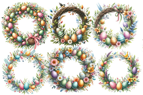 Watercolor Easter Wreath Clipart Sublimation Rupkotha 