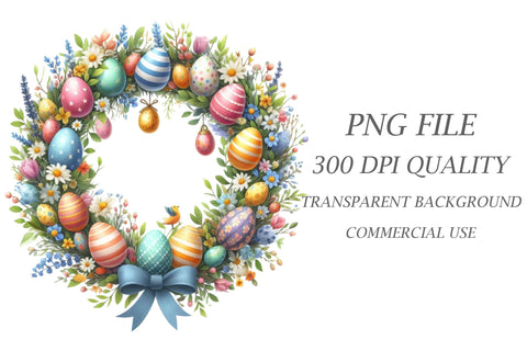 Watercolor Easter Wreath Clipart Sublimation Rupkotha 