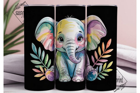 Watercolor Elephant 20oz Tumbler Wrap Sublimation sassyprint 