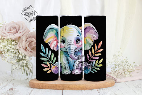 Watercolor Elephant 20oz Tumbler Wrap Sublimation sassyprint 