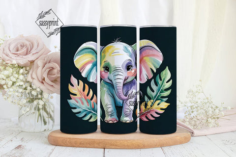 Watercolor Elephant 20oz Tumbler Wrap Sublimation sassyprint 