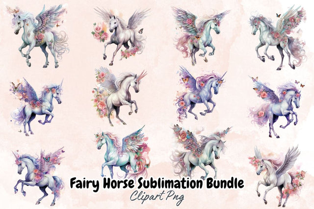 Watercolor Fairy Horse Sublimation Clipart Bundle Sublimation Designangry 