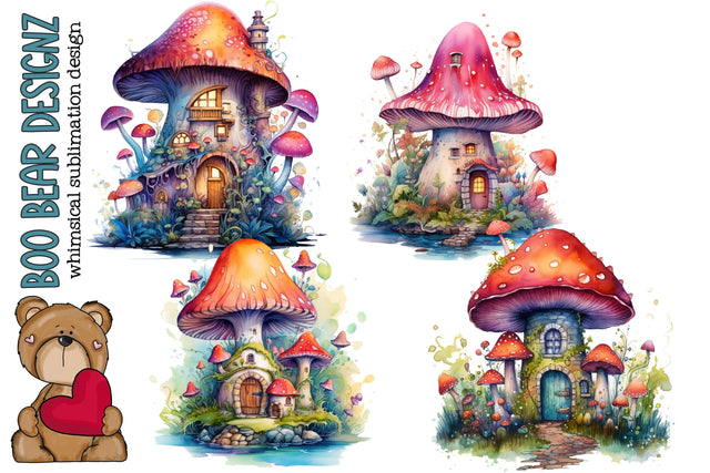 Watercolor Fairy House Clipart Sublimation Boo Bear Designz 