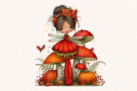 Watercolor Fall Fairy Clipart Sublimation SVGArt 