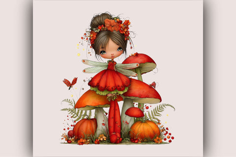 Watercolor Fall Fairy Clipart Sublimation SVGArt 