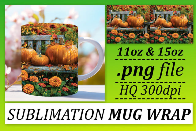 Watercolor Fall Landscape Mug Wrap 11oz/15oz Sublimation afrosvg 