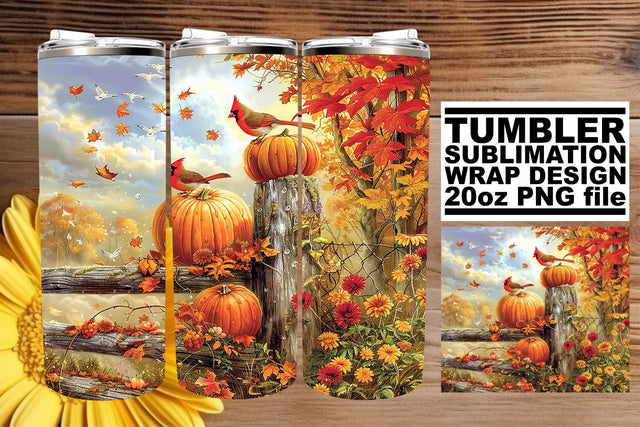 Watercolor Fall Landscape Wrap for 20oz Tumblers Sublimation afrosvg 